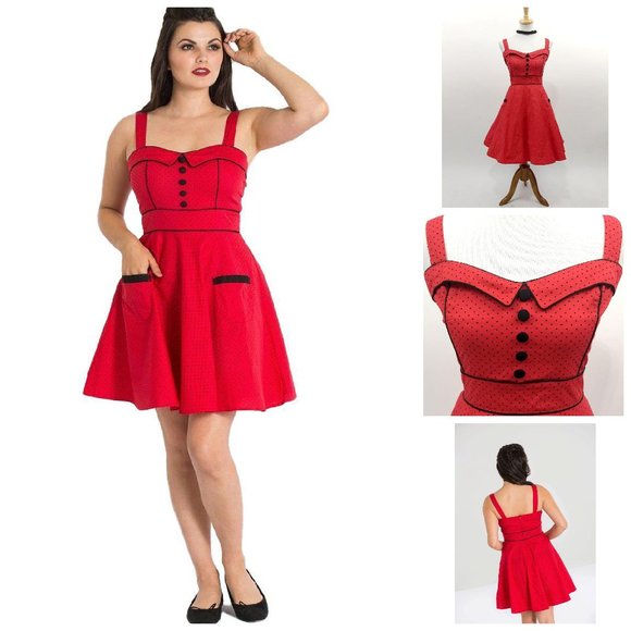 Hell Bunny Dresses & Skirts - Hell Bunny Vanity Dotted Dress in Red